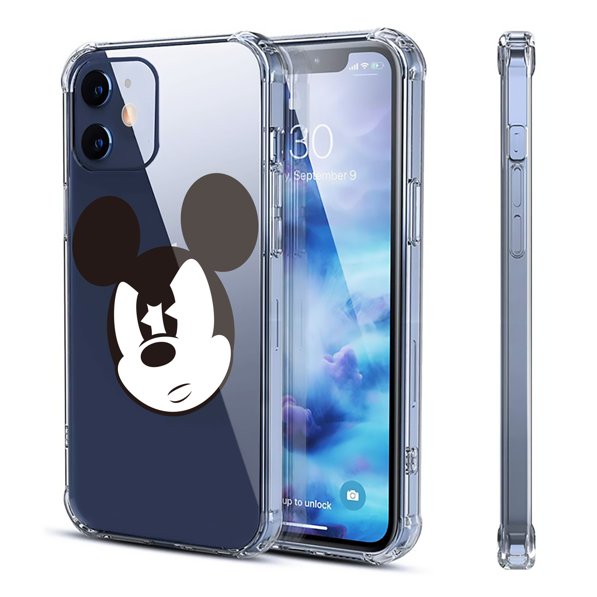 （画像用） ミッキーマウス Mickey Mouse 【iPhone 12シリーズ対応】透明スマホケース（クリアソフトケース）
